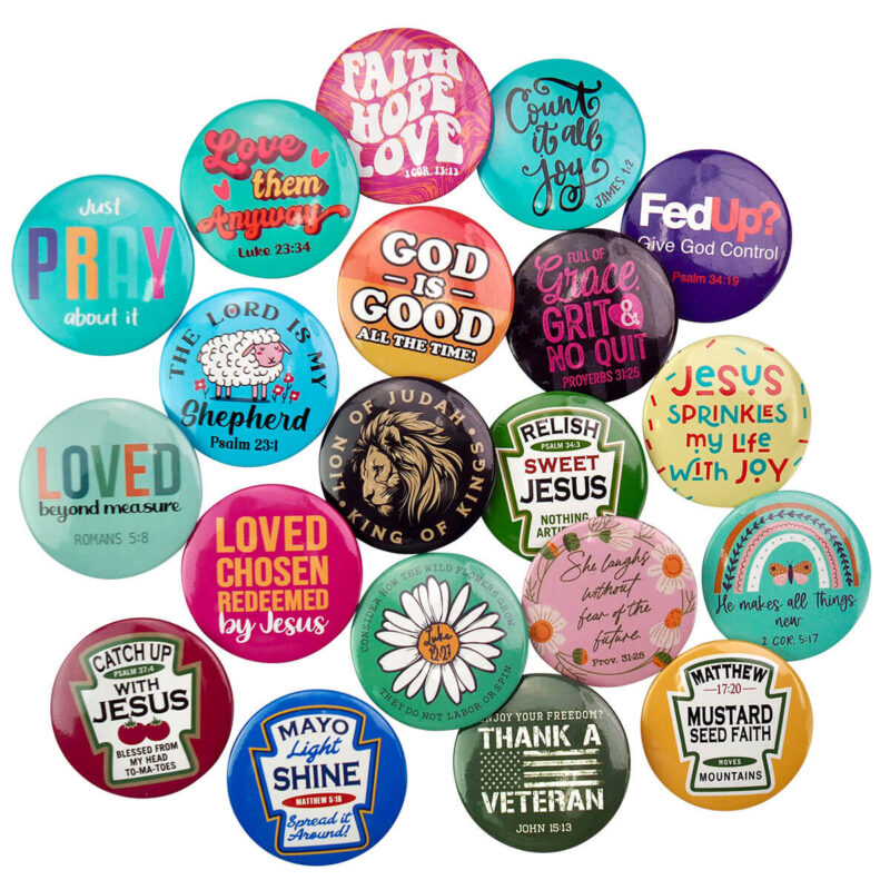 Abalor 20-Piece Kerusso 1.5" Button Assortment – Inspirational Faith Buttons