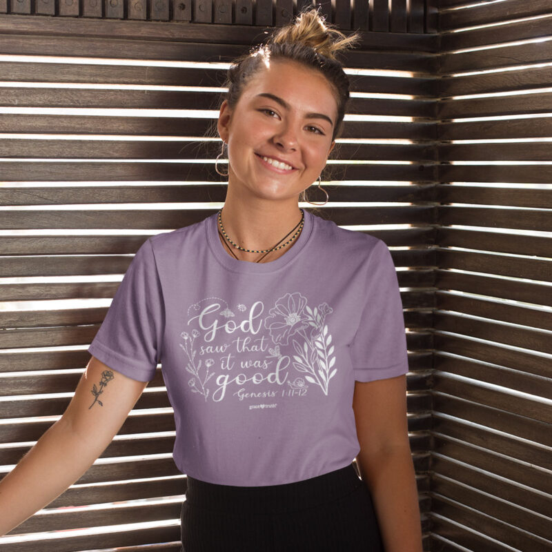 Abalor "It Was Good" Genesis 1:11-12 Women's T-Shirt – Inspirational Faith Shirt - Image 3