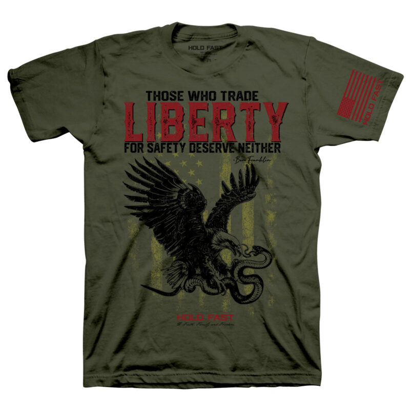 Abalor "Hold Fast" Liberty Eagle Men’s T-Shirt – Patriotic Faith Graphic Shirt